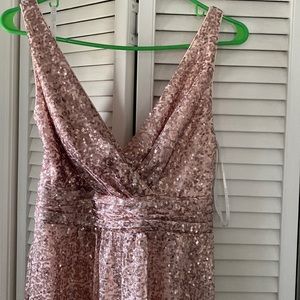David’s Bridal, Rose Gold Sequence Dress, Size 4